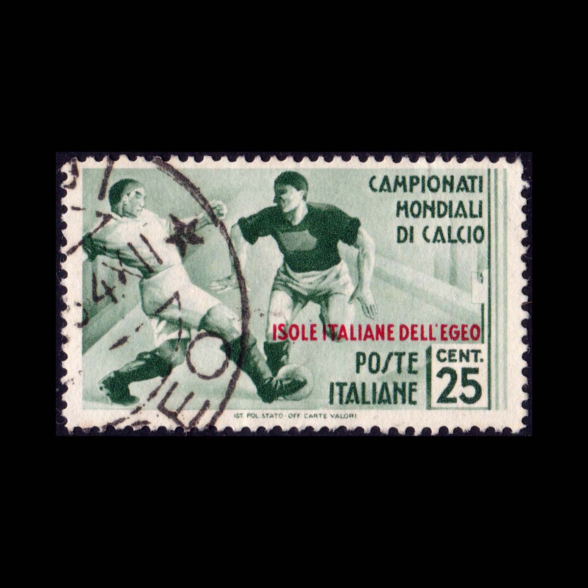 1934 Isole italiane dell'Egeo serie Calcio 25c. verde