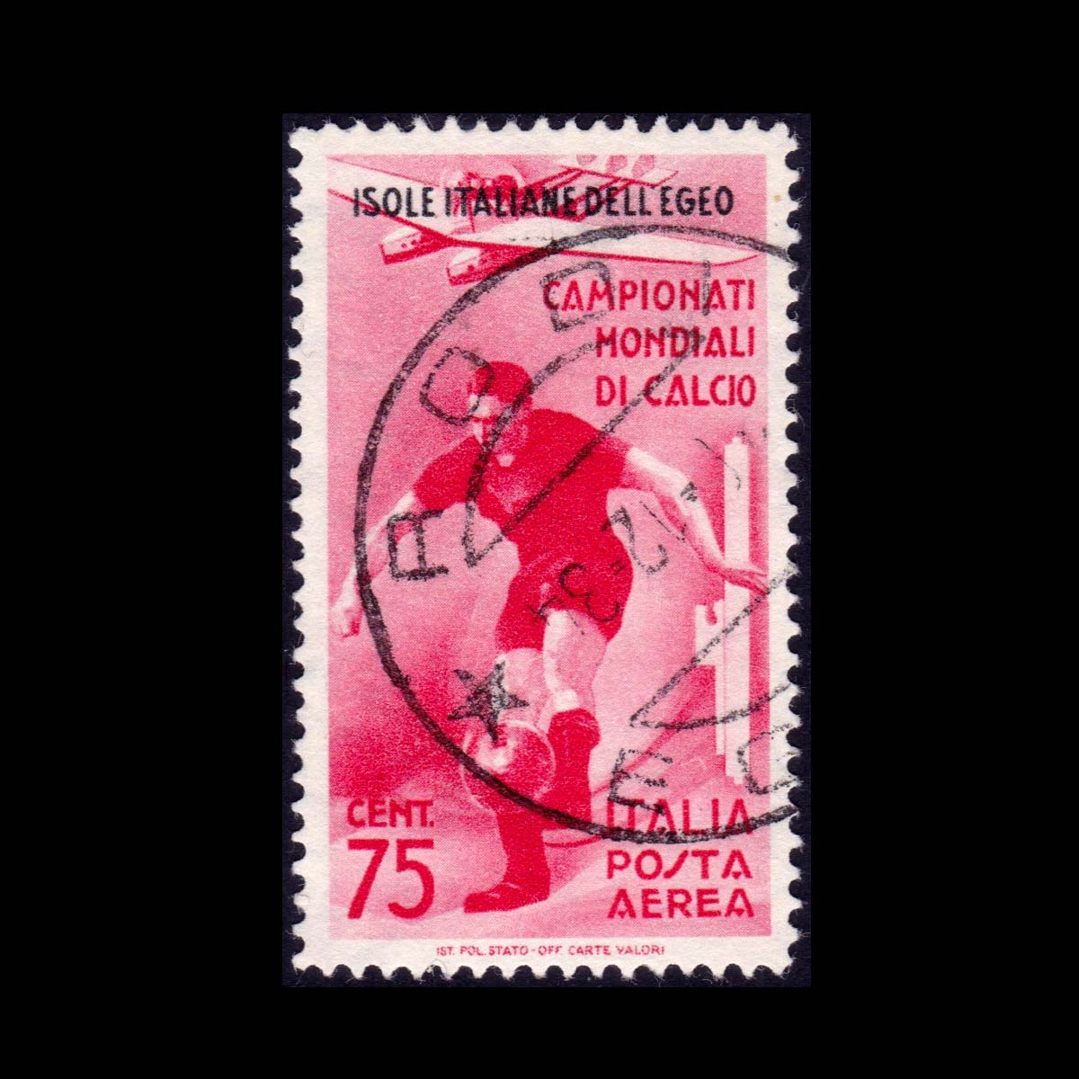 1934 Isole italiane dell'Egeo serie Calcio 75c. carminio