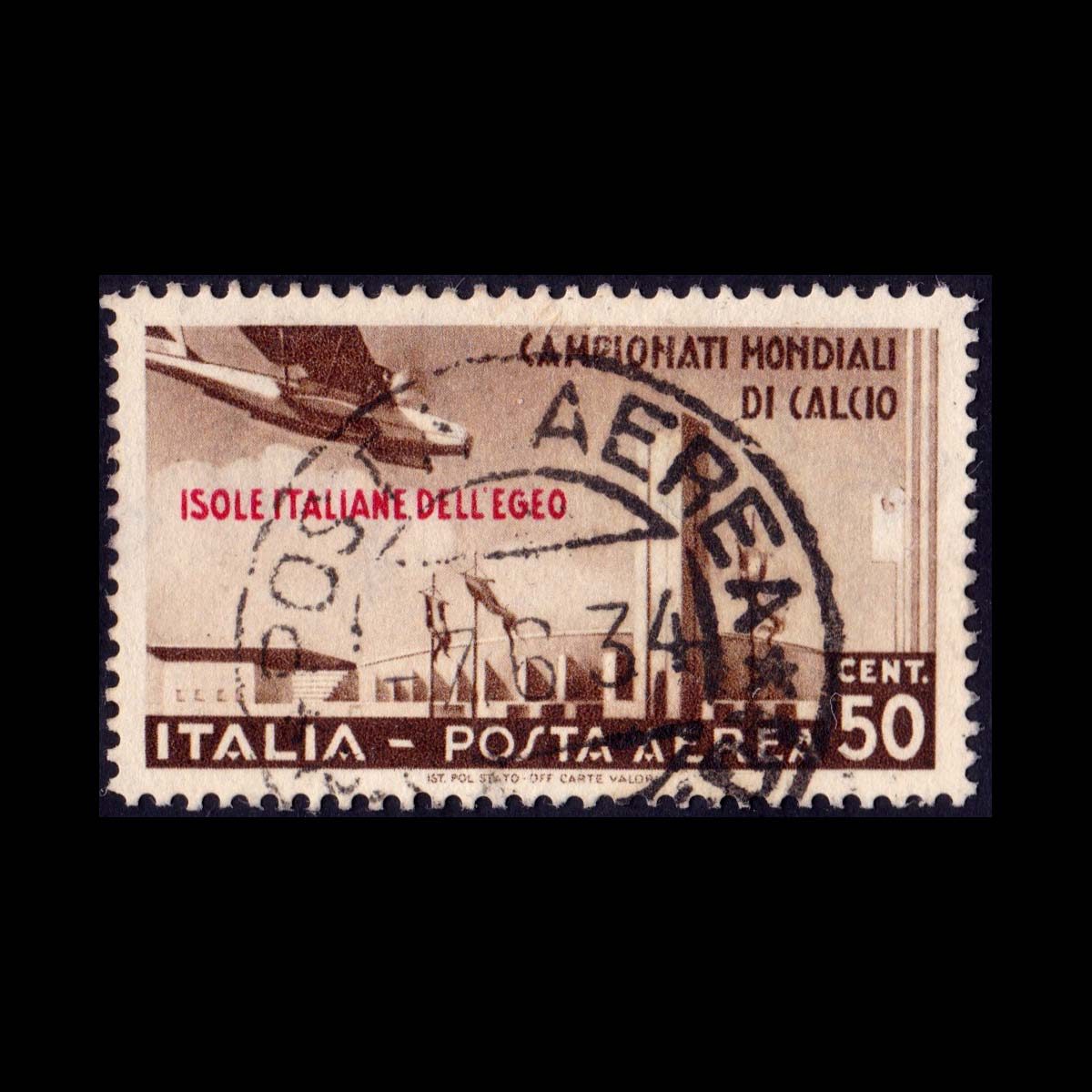 1934 Isole italiane dell'Egeo serie Calcio 50c. bruno