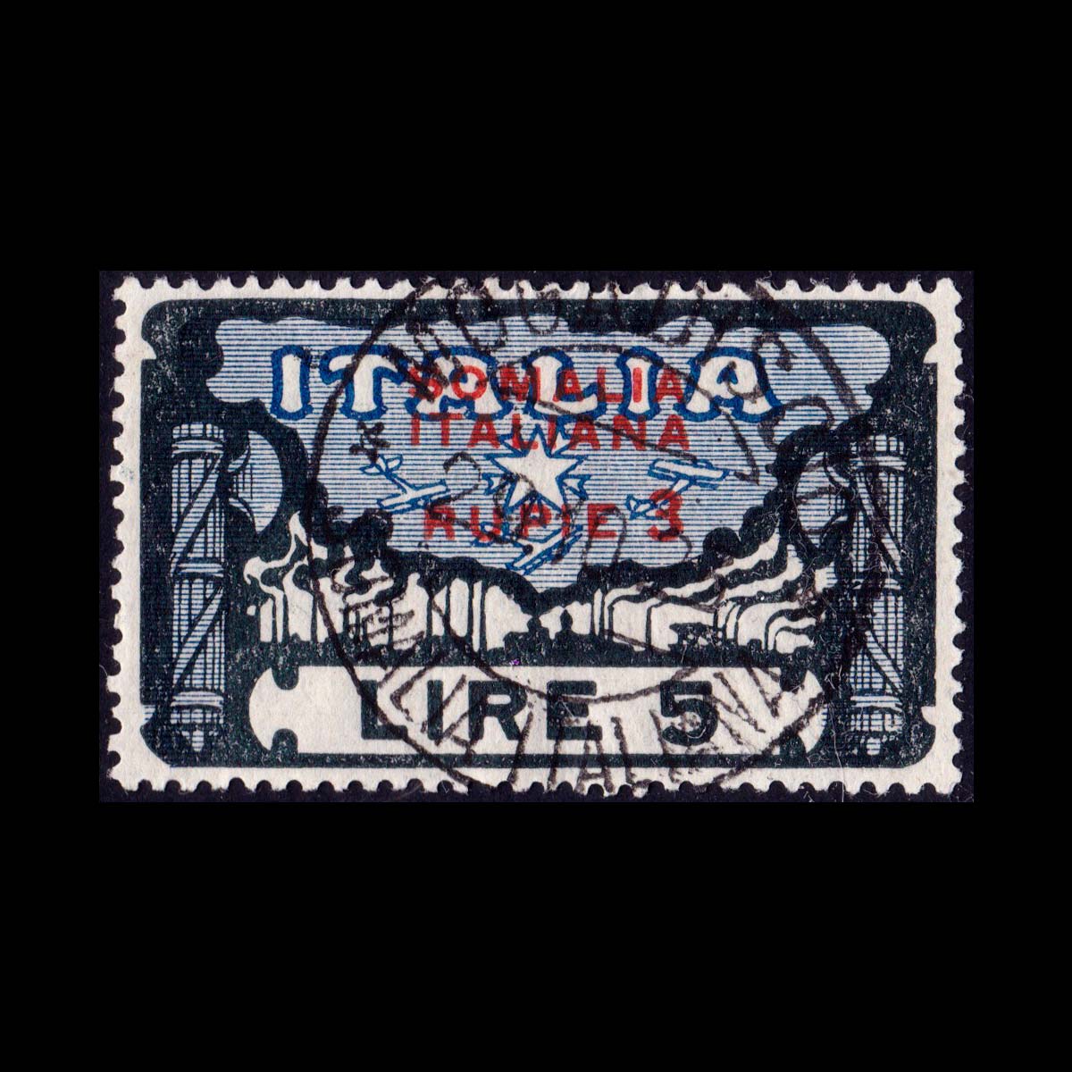 1923 Somalia Marcia su Roma 1r. su 5l. azzurro e nero