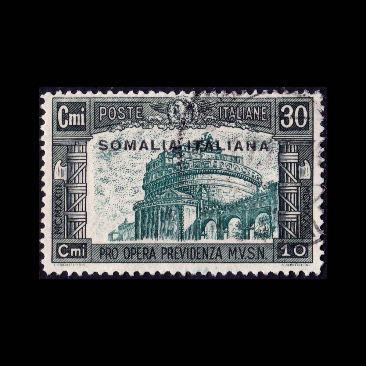 1930 Somalia serie Milizia III 30c.+10c. verde scuro e verde