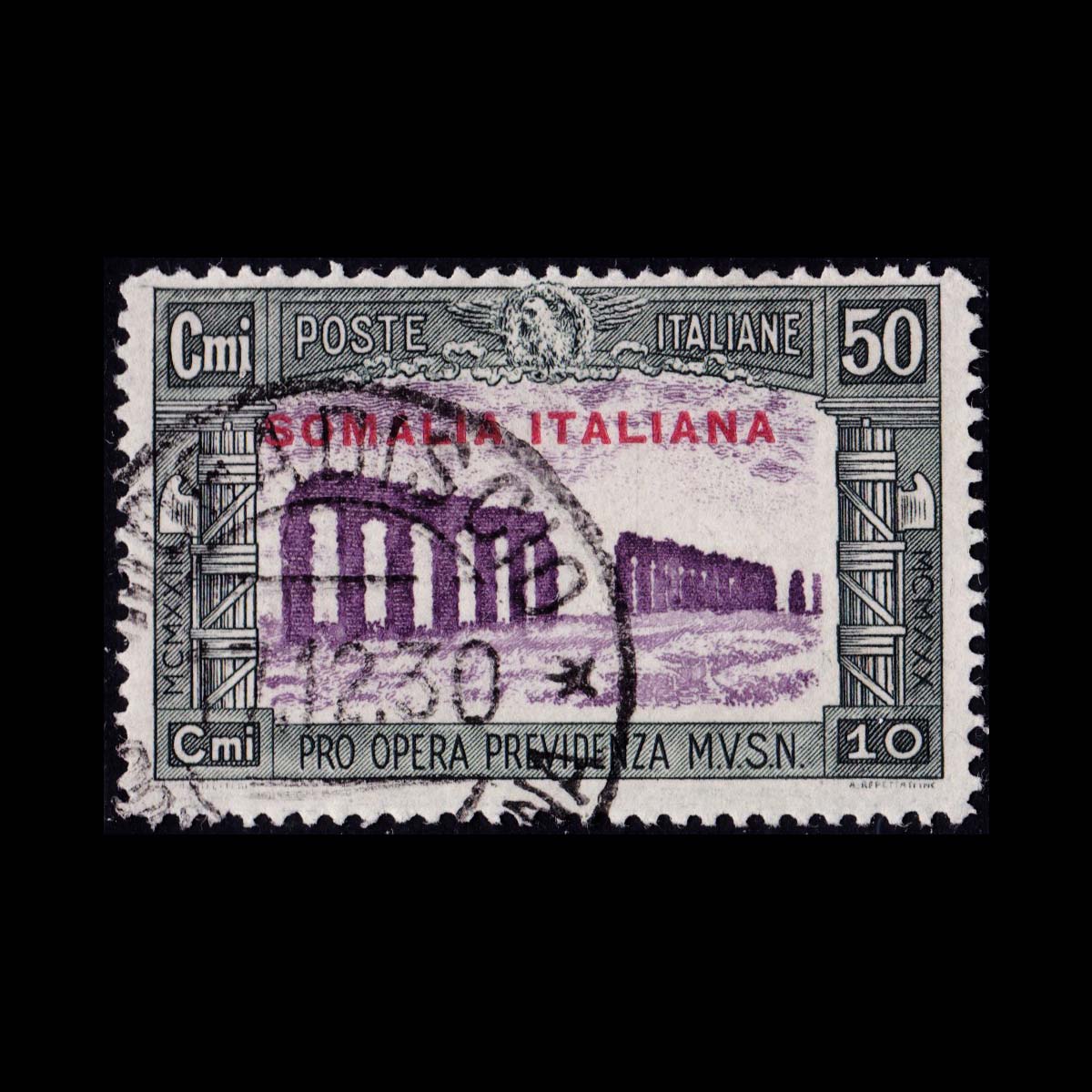 1930 Somalia serie Milizia III 50c.+10c. verde e violetto