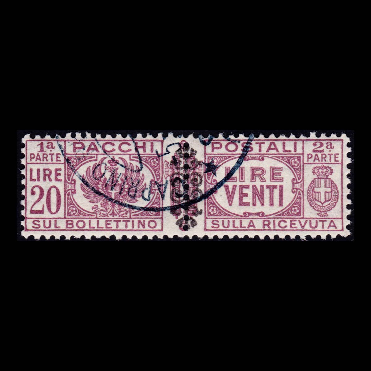 1945 Pacchi Postali 1927-32 soprastampati 20l. lilla