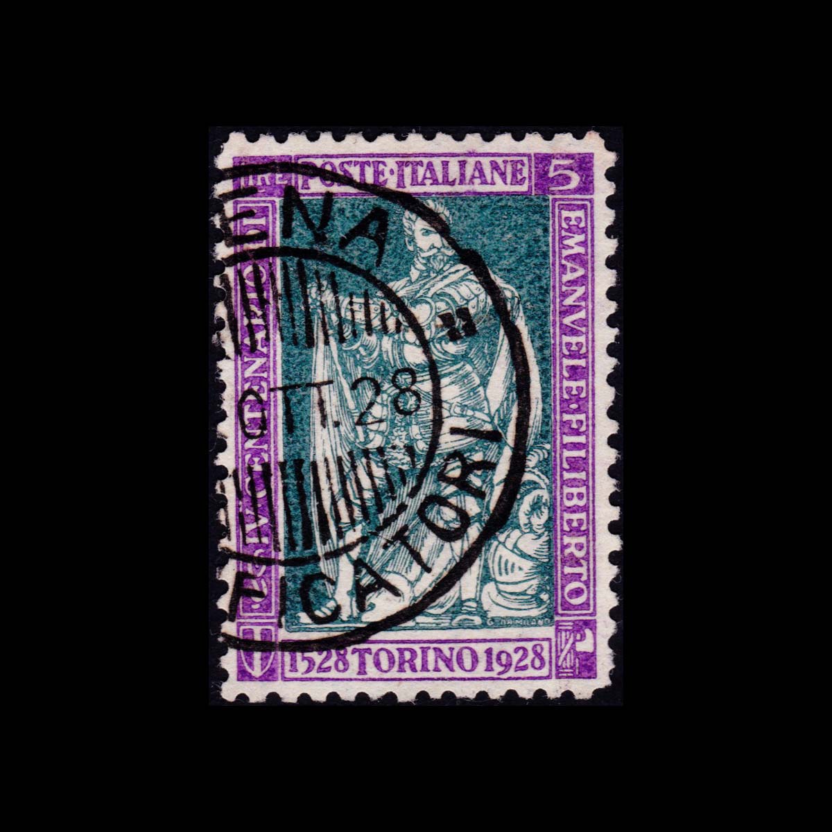 1928 4° Centenario nascita di Emanuele Filiberto 5l. violetto verde