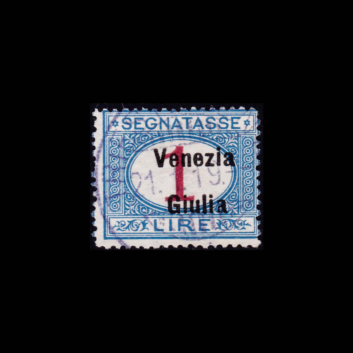 1918 Segnatasse D'Italia del 1890/1903 soprastampati 'Venezia Giulia' 1l. Azzurro e Carminio