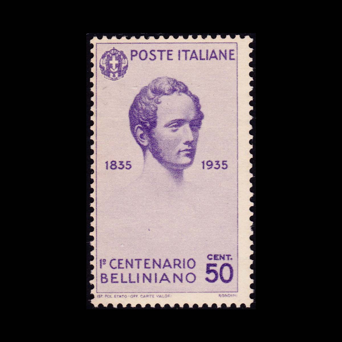 1935 Centenario della morte di Vincenzo Bellini 50c. Violetto