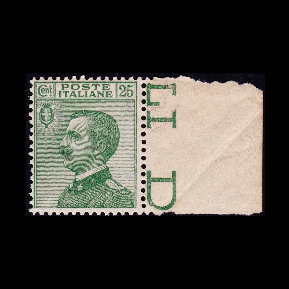 1927 Effige di Vittorio Emanuele III tipo 'Michetti' 25c, Verde