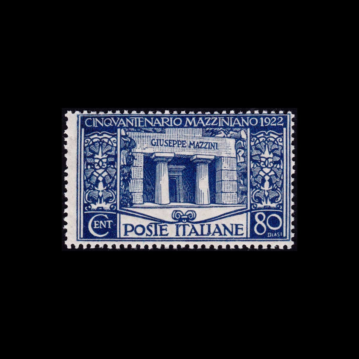 1922 Cinquantenario morte Giuseppe Mazzini 80c. azzurro