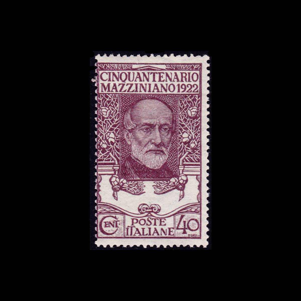 1922 Cinquantenario morte Giuseppe Mazzini 40c. violetto bruno